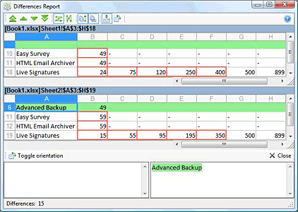 Compare Spreadsheets for Excel report