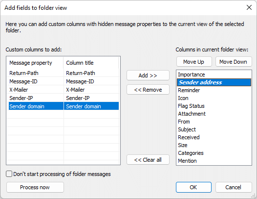 Add custom columns to a folder view